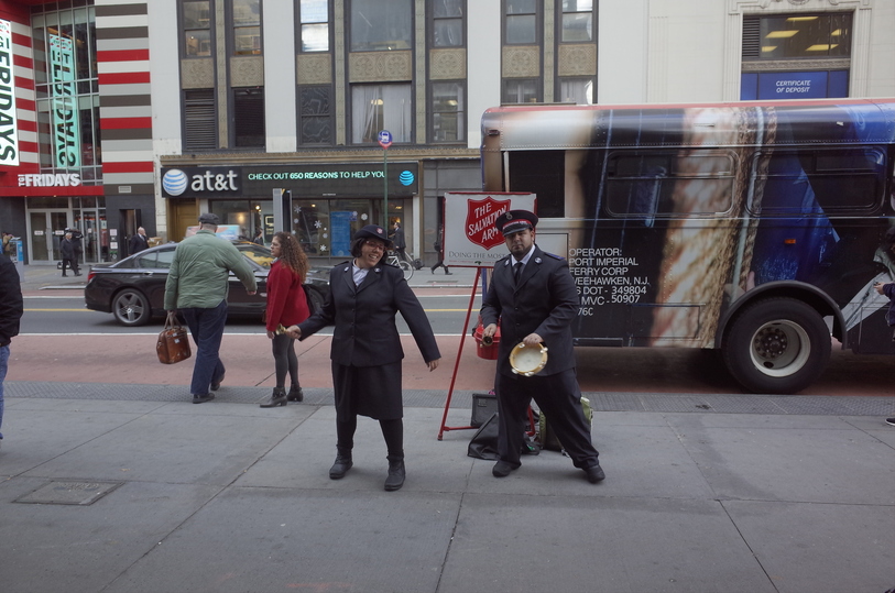 Salvation Army Soldiers Dancing and Singing Outside Penn Station